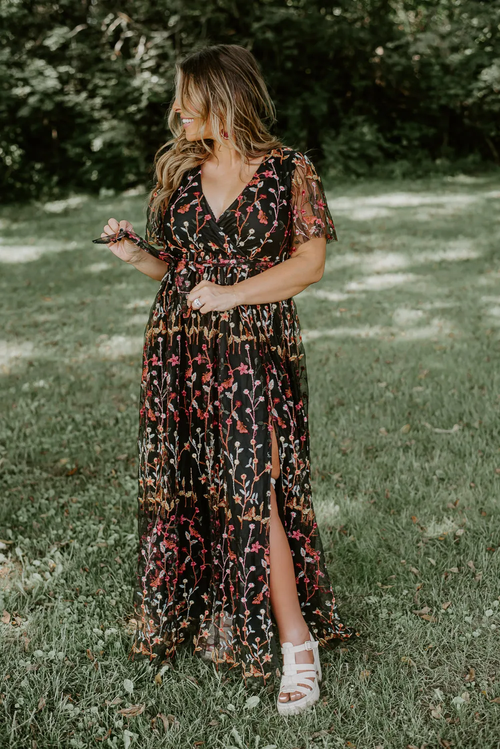 ECB Exclusive: Dreamy Floral Maxi Dress, Black