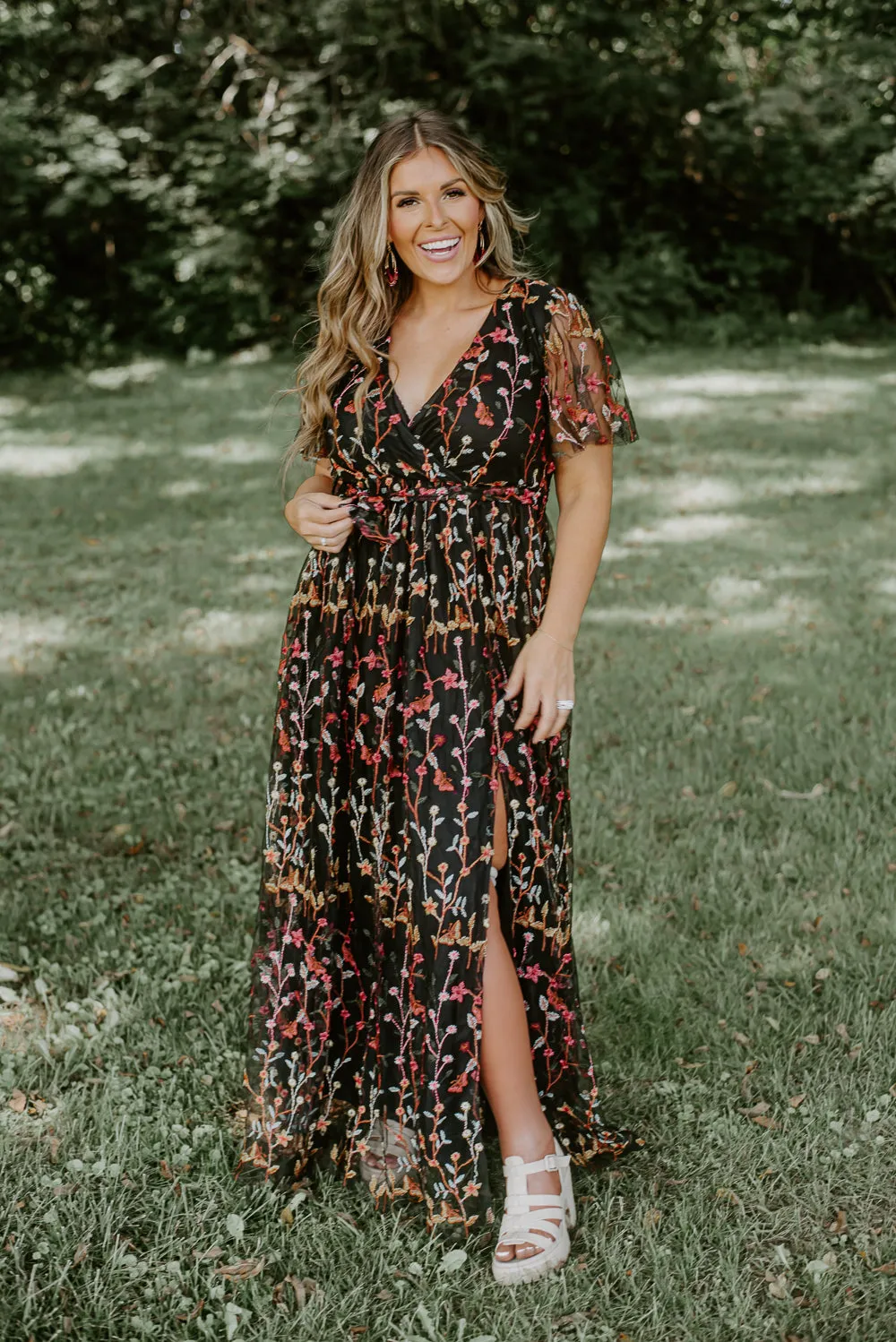 ECB Exclusive: Dreamy Floral Maxi Dress, Black