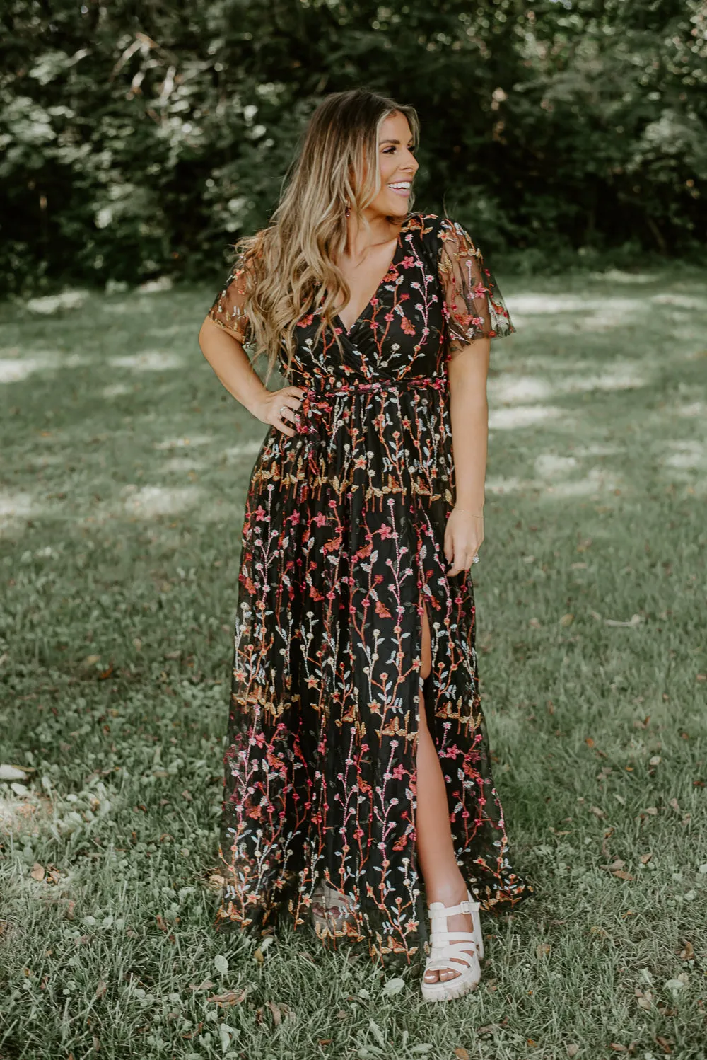 ECB Exclusive: Dreamy Floral Maxi Dress, Black