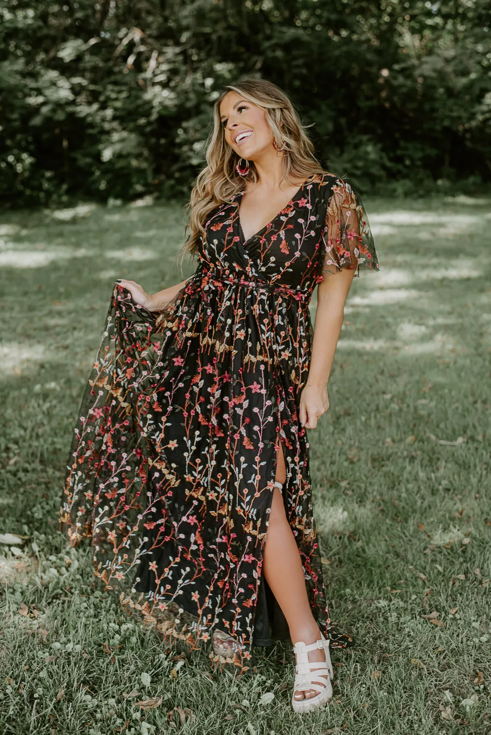 ECB Exclusive: Dreamy Floral Maxi Dress, Black