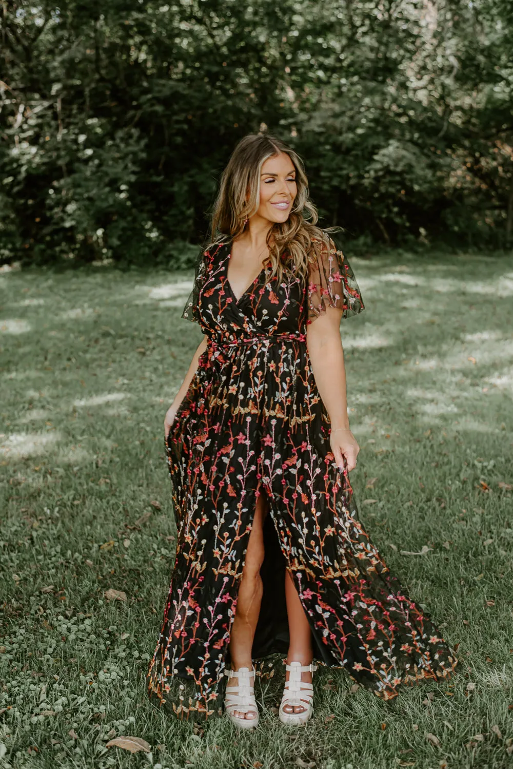 ECB Exclusive: Dreamy Floral Maxi Dress, Black