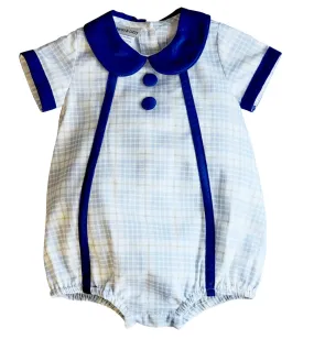 Fall Blue Plaid with corduroy boy Fall romper