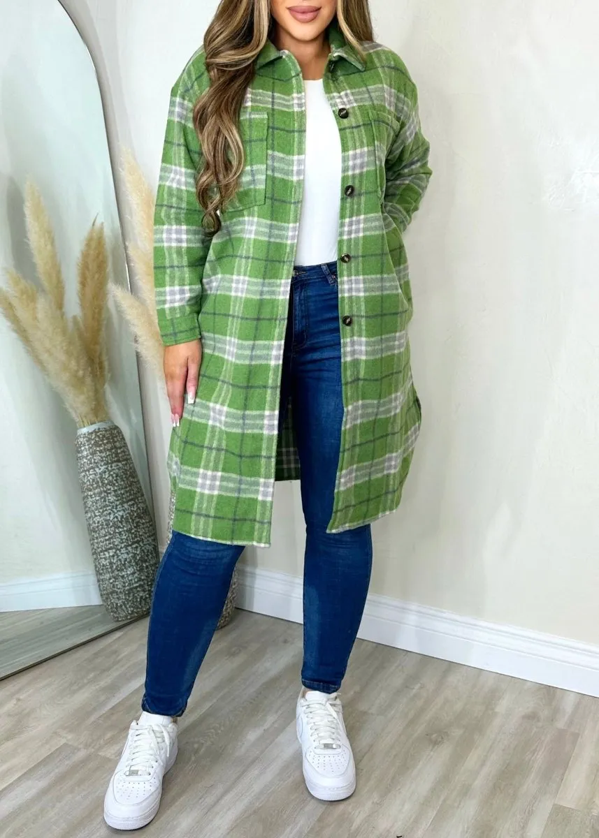 Fall Feeling Plaid Jacket Green/Ivory