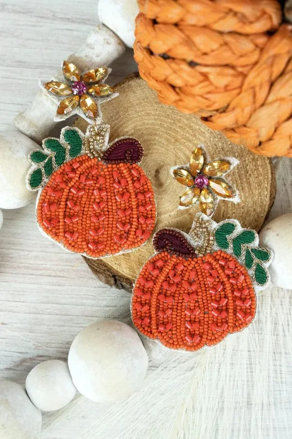 Fall Halloween beaded earrings