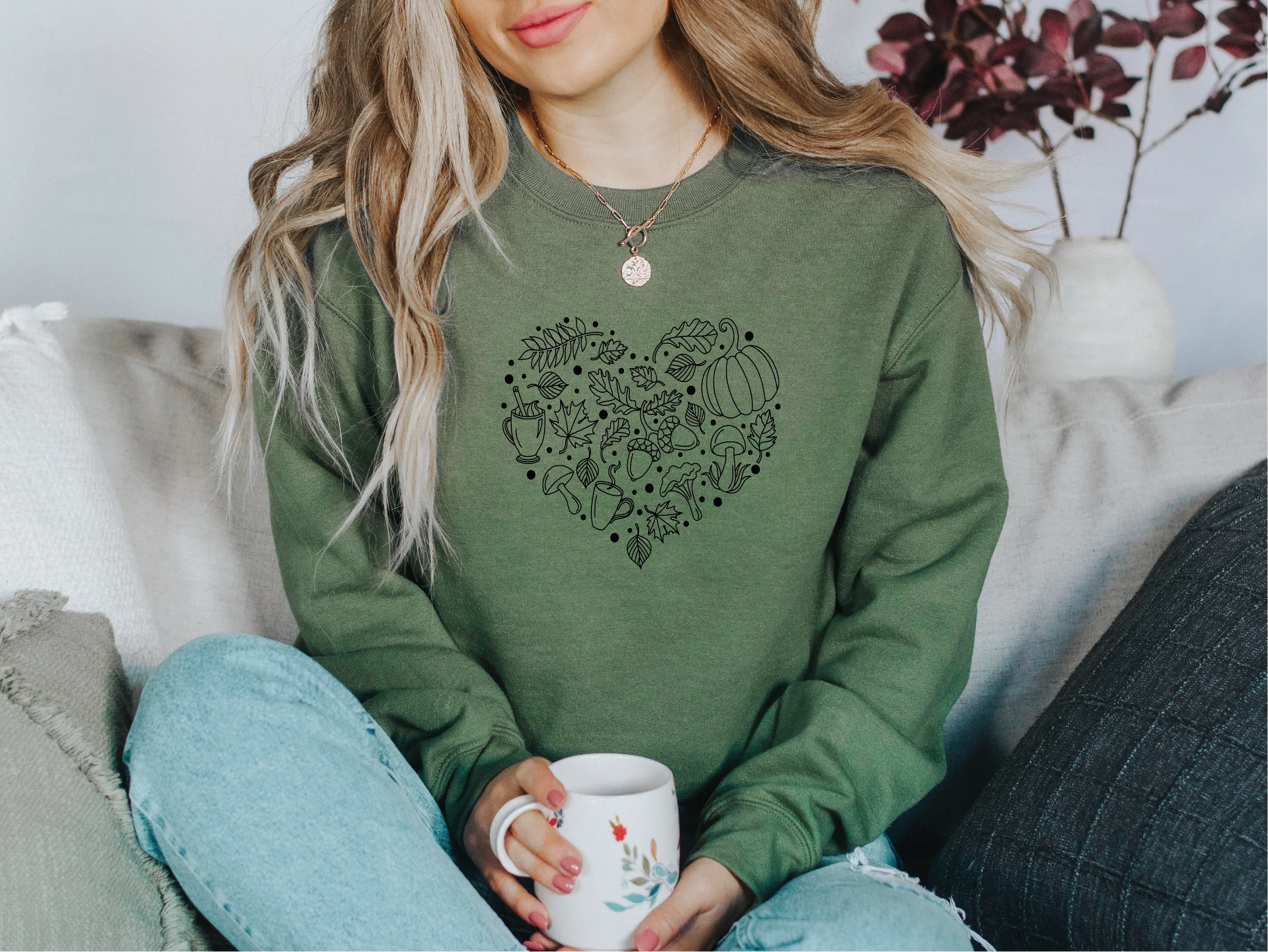 Fall Heart Classic Crew Neck Sweater