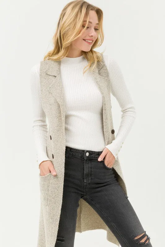 Fall in Love Sleeveless Cardigan in Oatmeal