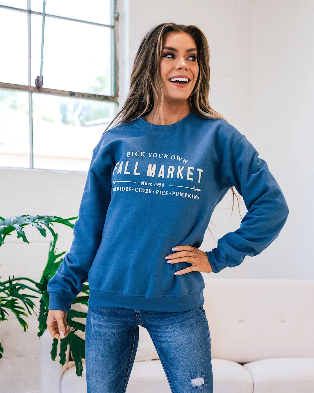 Fall Market Slate Blue Sweatshirt