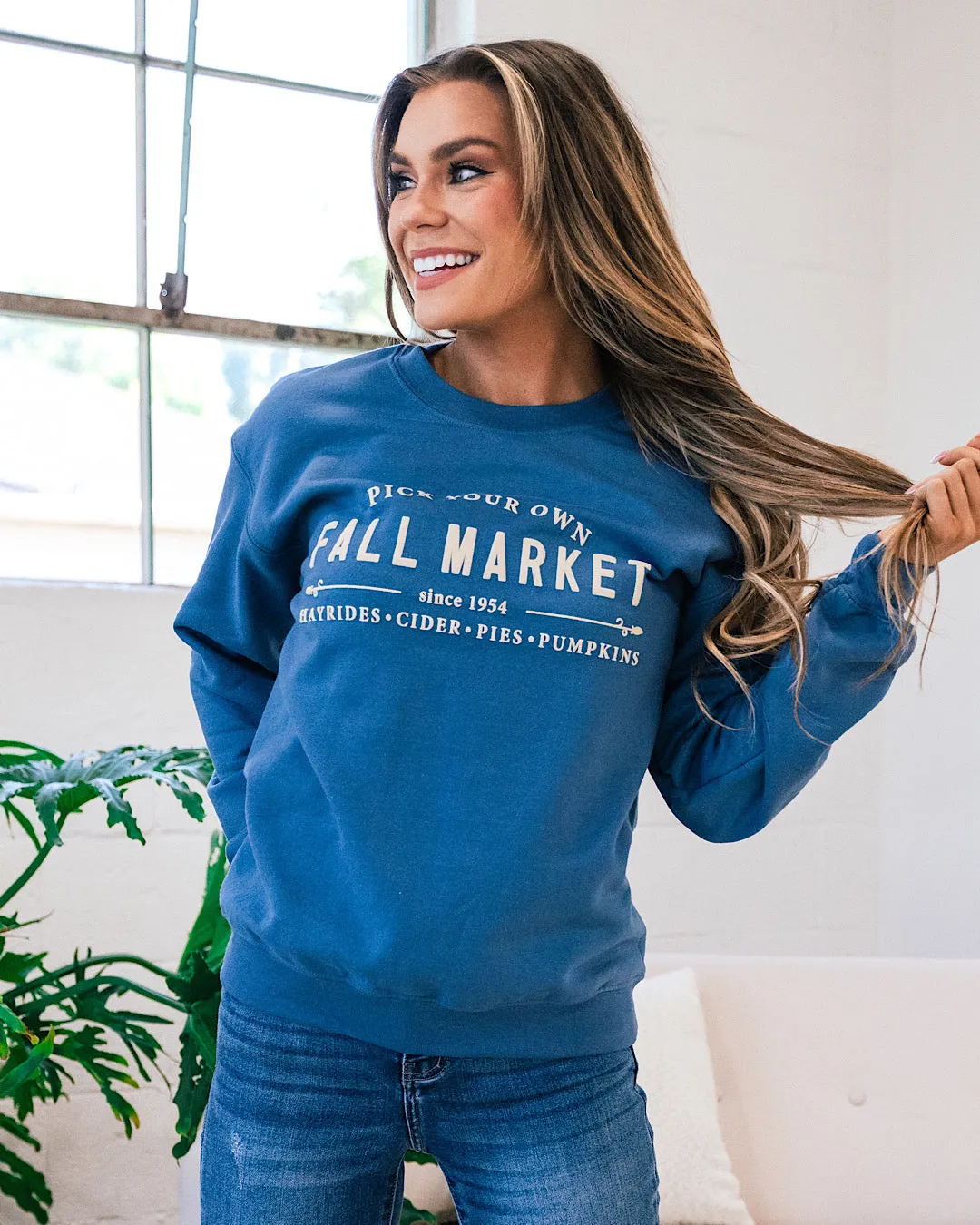 Fall Market Slate Blue Sweatshirt