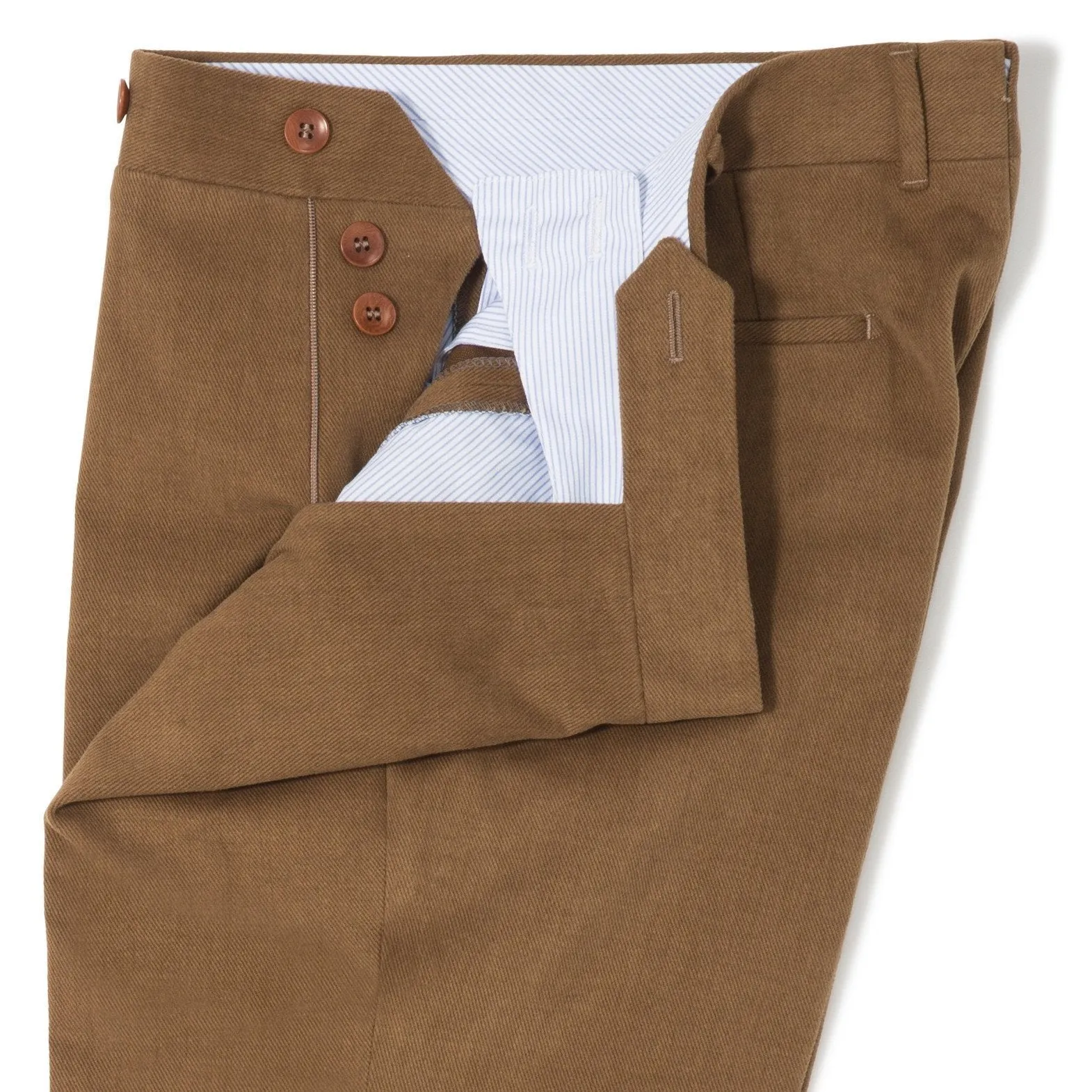 Flat-front Brushed Cotton Trousers