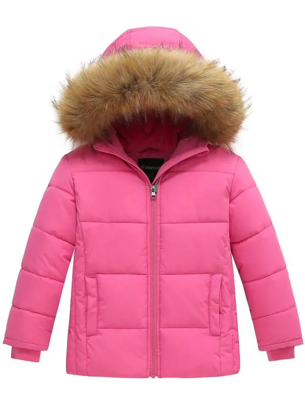 Girls' Outerwear Winter Jackets & Coats Warm with Fur Hood