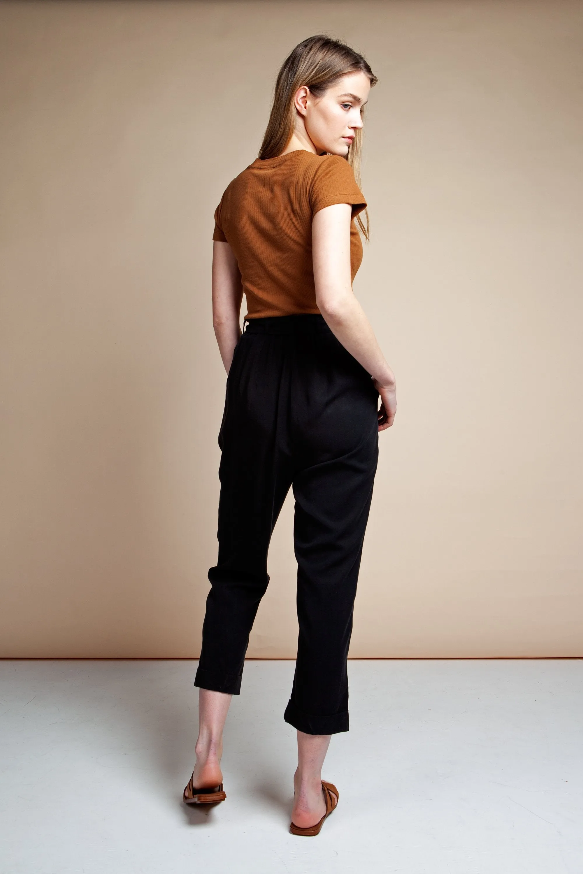 high waist trousers black