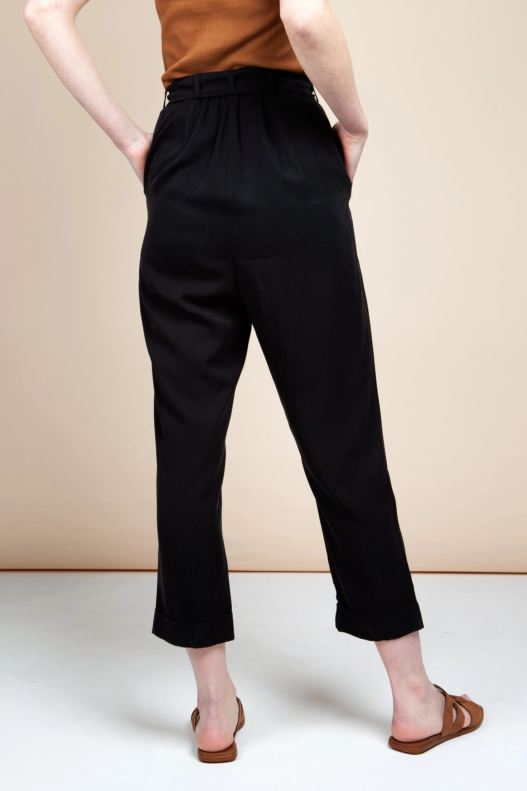 high waist trousers black