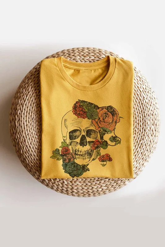 HORROR FALL FLOWERS GRAPHIC TEE