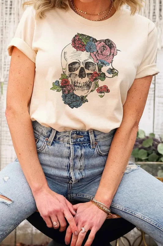 HORROR FALL FLOWERS GRAPHIC TEE