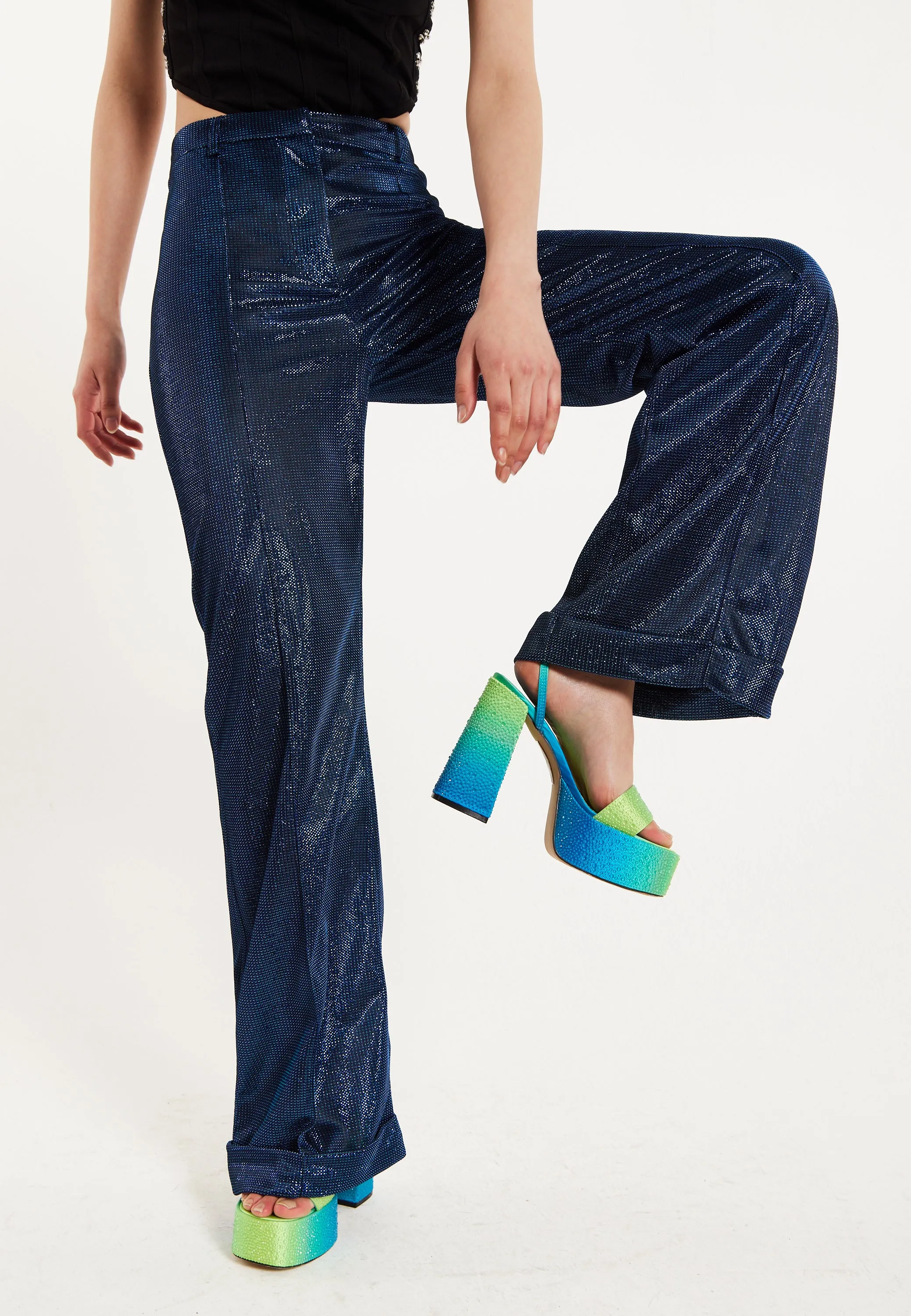 House of Holland Navy Shimmer Trousers