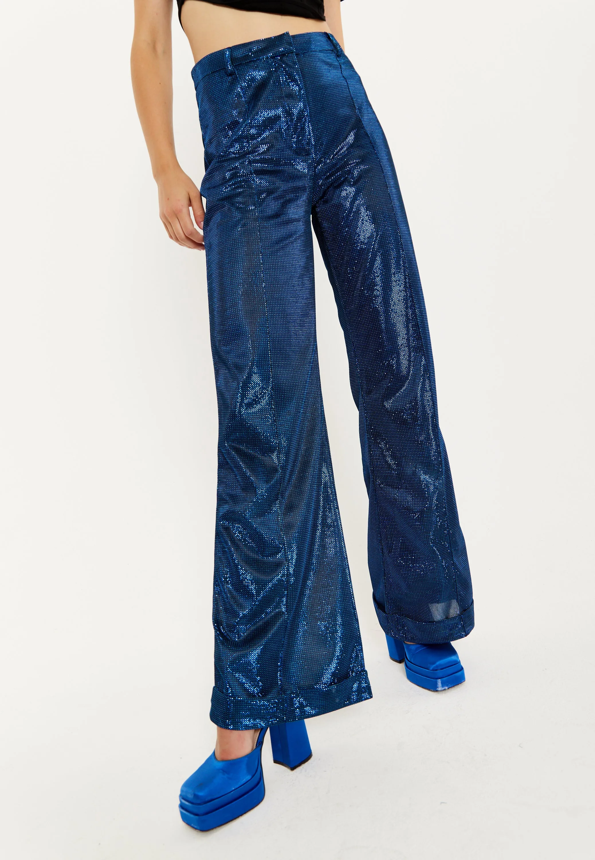 House of Holland Navy Shimmer Trousers