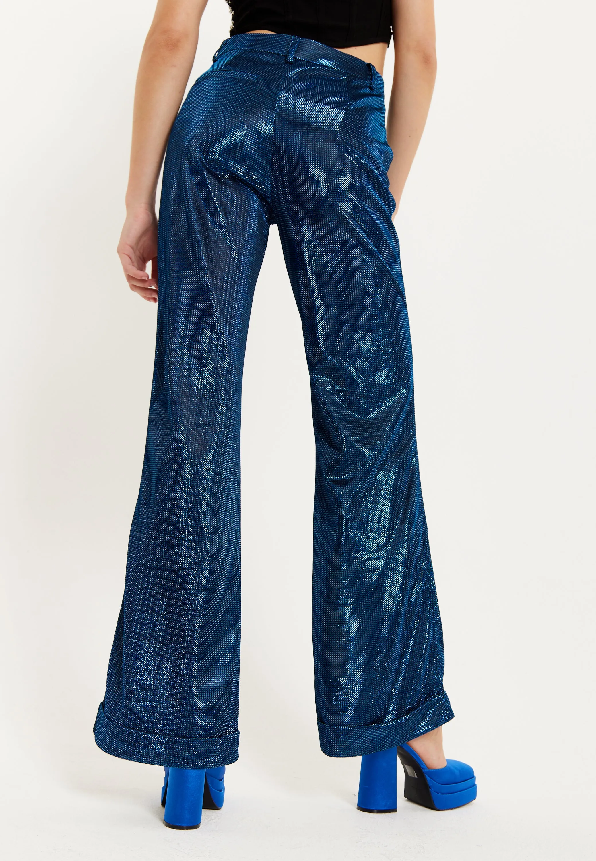 House of Holland Navy Shimmer Trousers