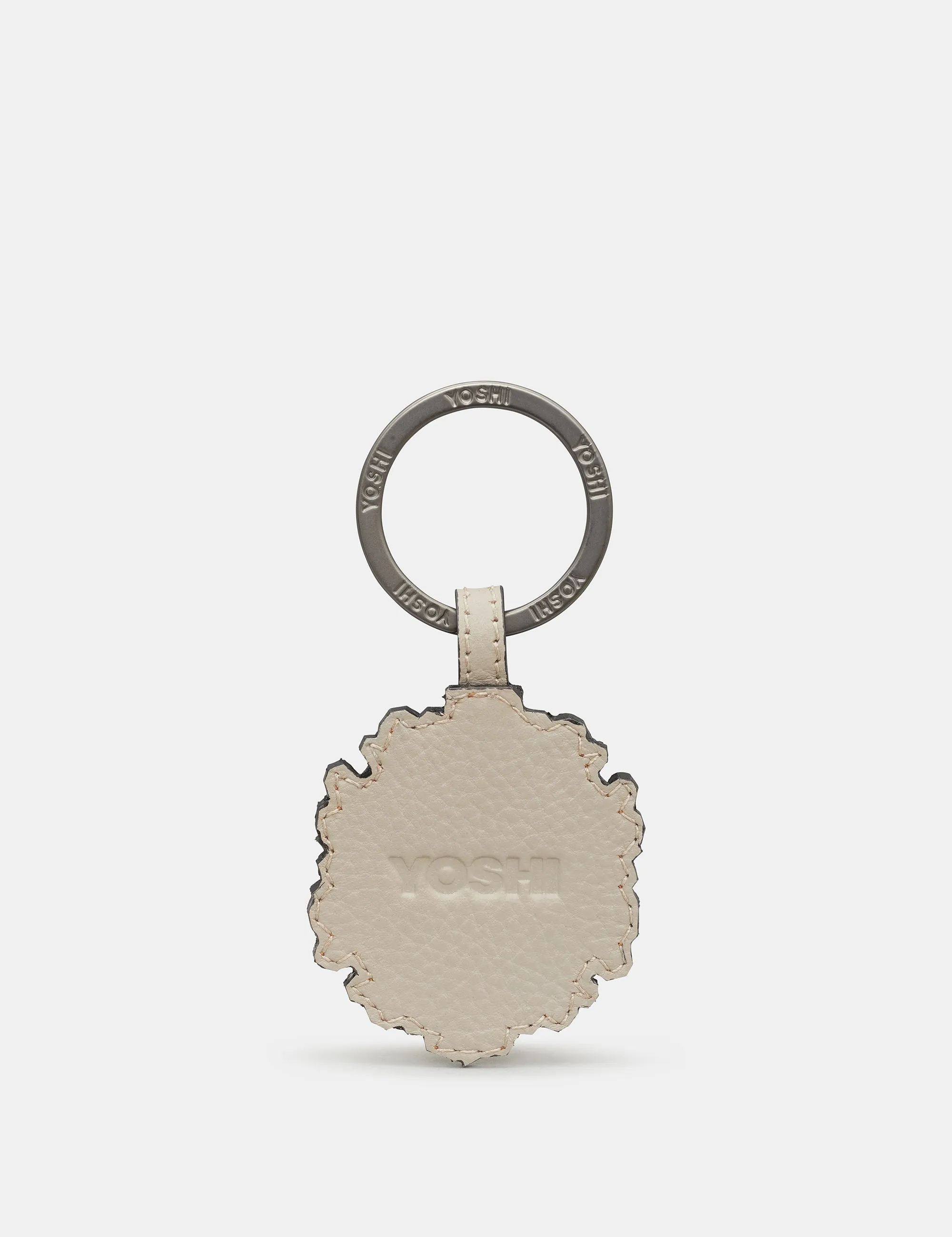 Jane Austen Bookworm Silhouette Warm Grey Leather Keyring