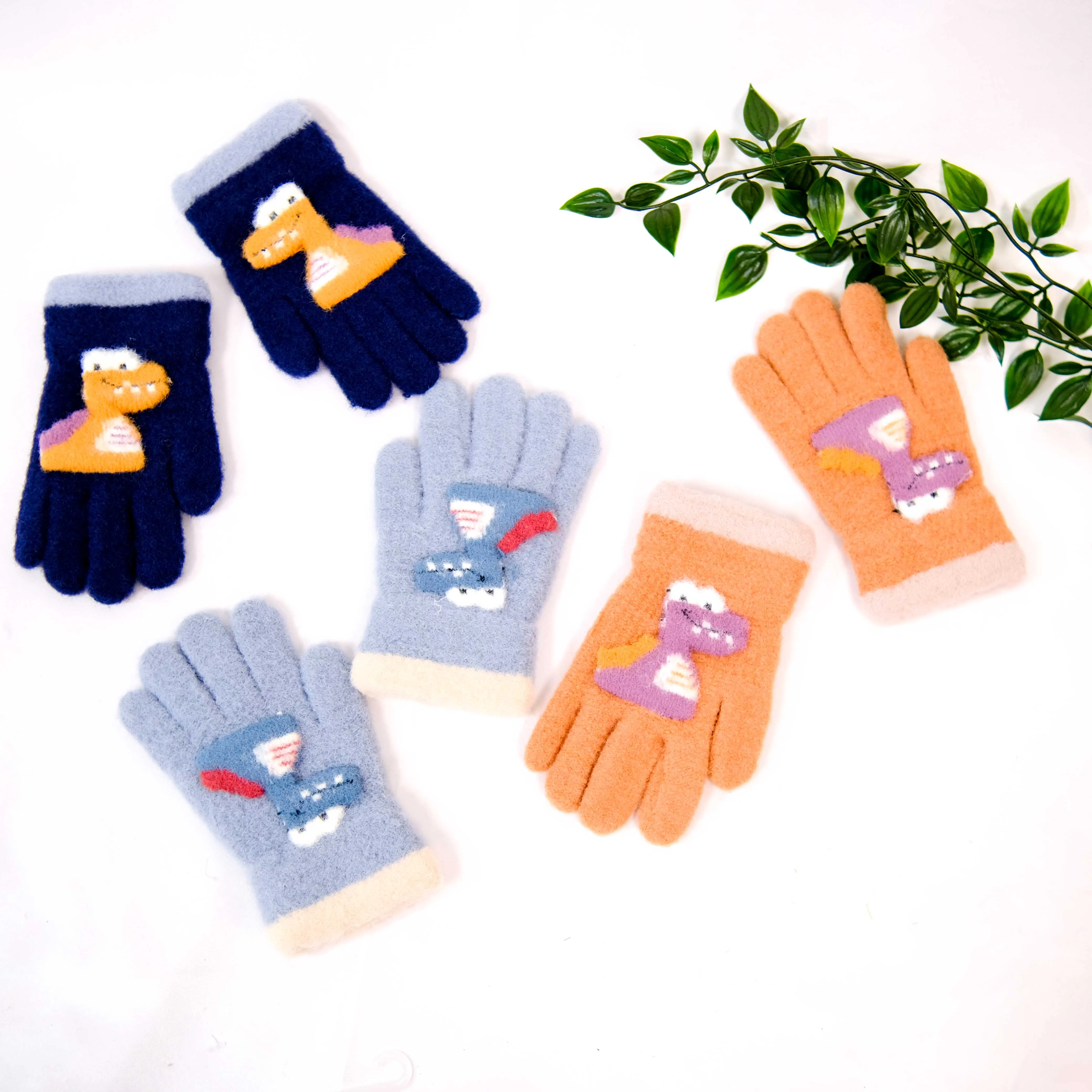 Kids Dino Fleece Lined Gloves