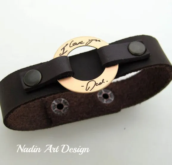 Leather Handwriting Bracelet for Men