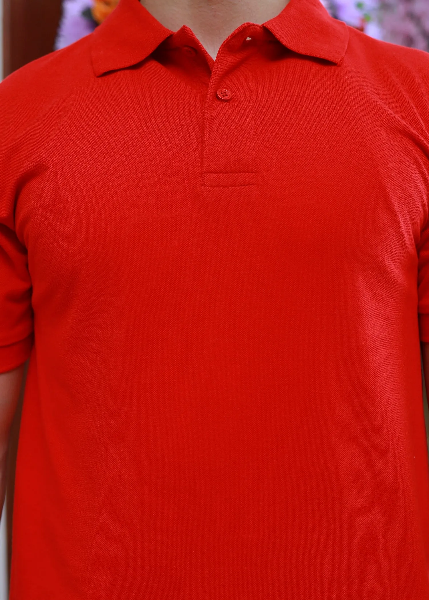 Men Short Sleeve Polo Shirt Red