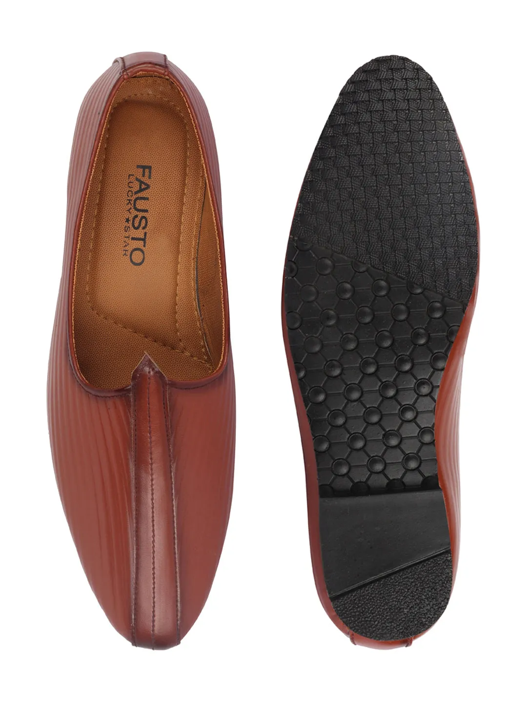 Men Tan Ethnic Slip-On Juttis