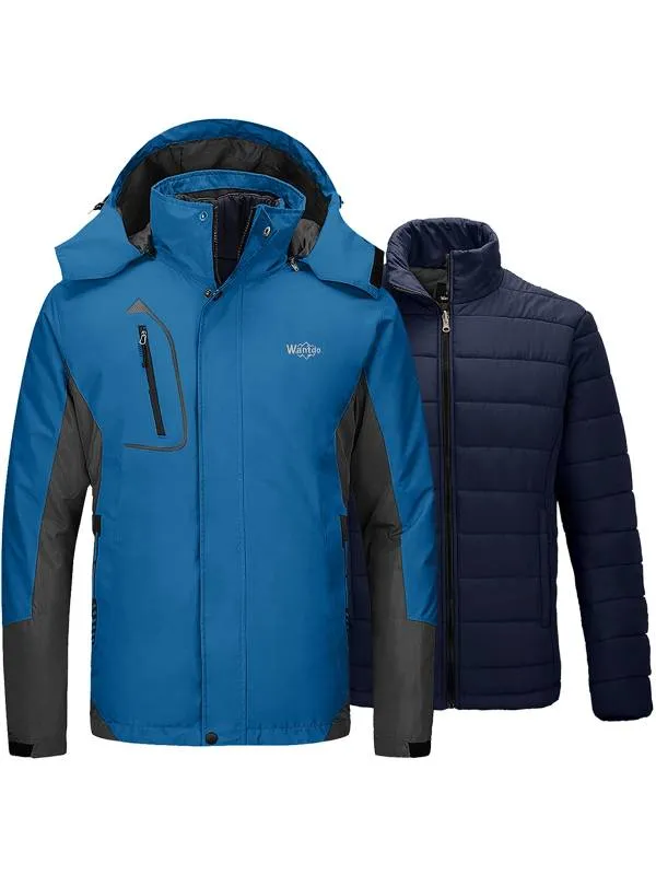 Men's 3-in-1 Ski Jacket Hooded Waterproof Warm Winter Coat Alpine III