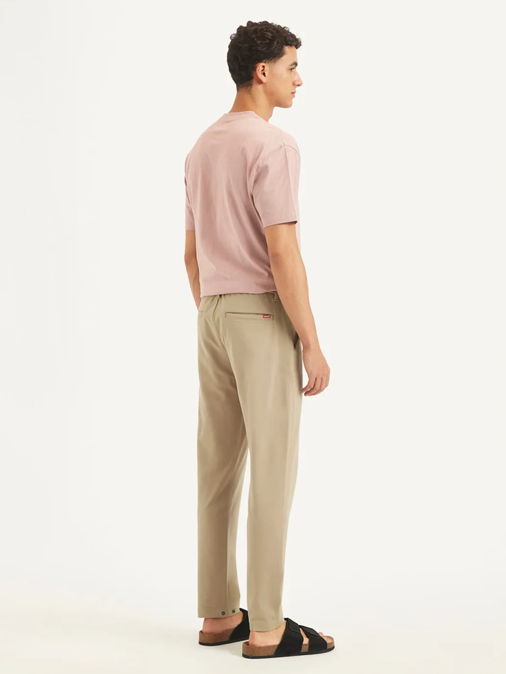 Men's Beige Regular Fit Trousers