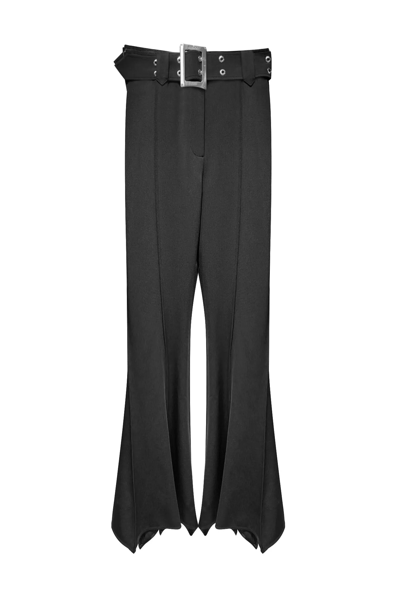 Metal belt flared trousers