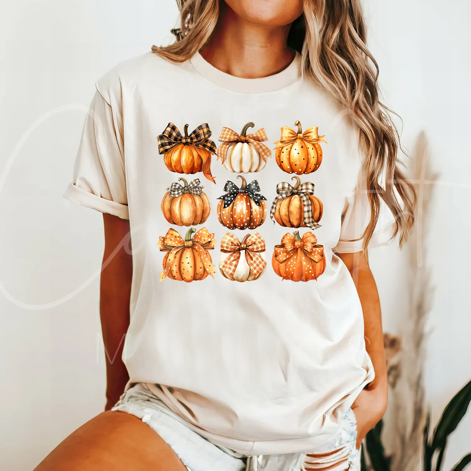 Multi Fall Pumpkins Graphic Tee, Ivory