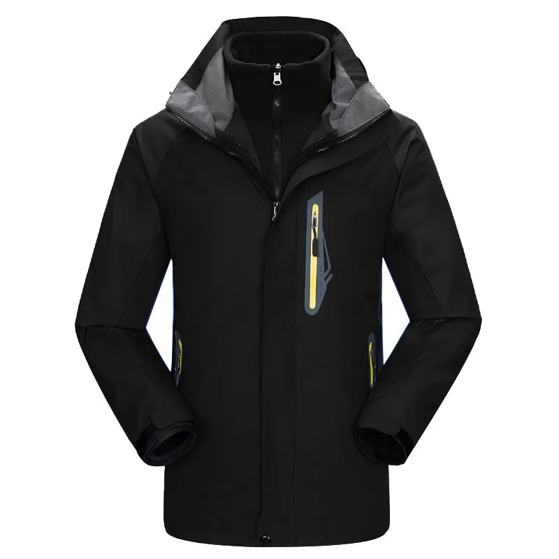 Outdoor Windproof and Warm Thickened Men's Three-in-one Jacket