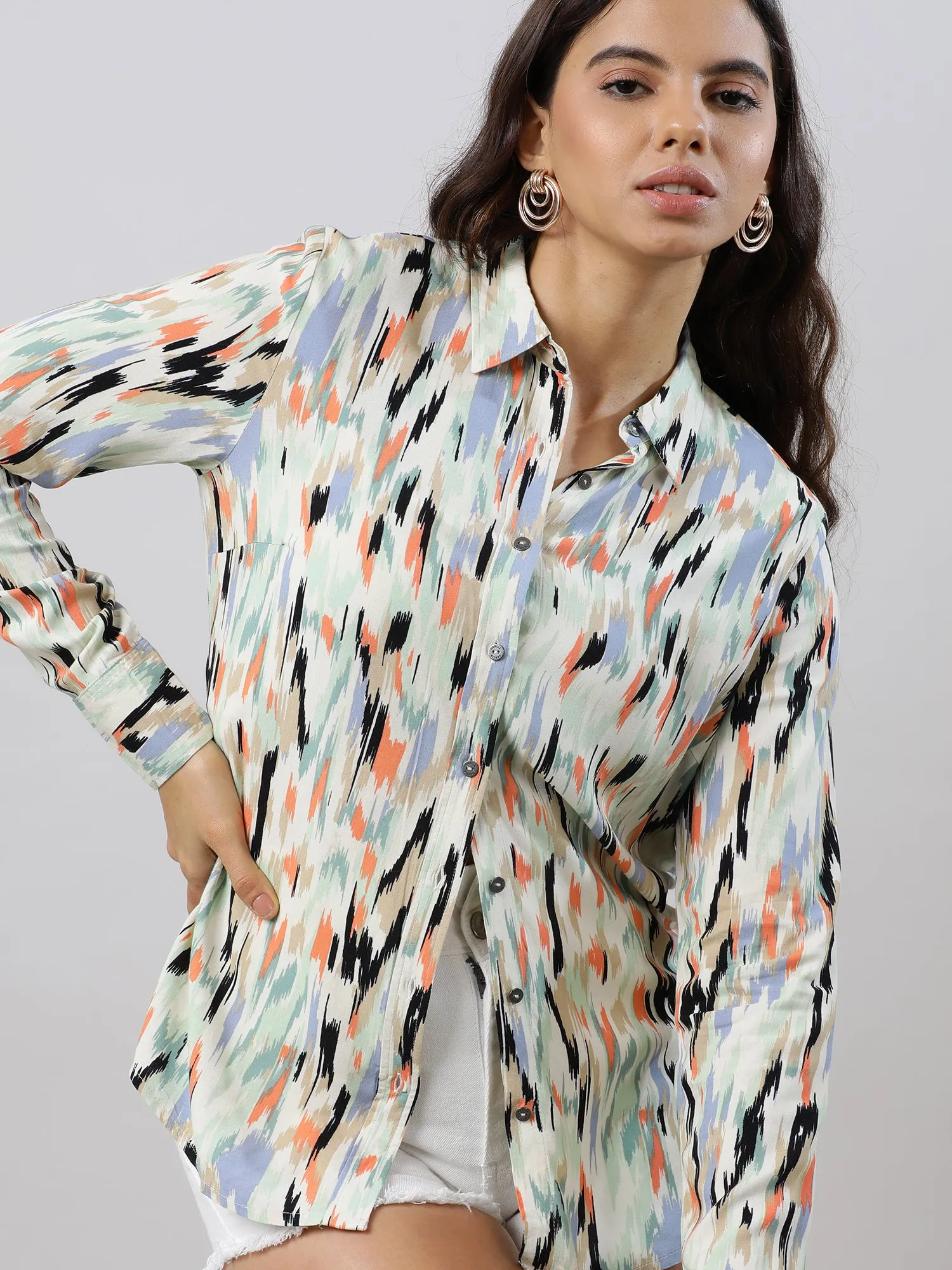 Pastel Abstract Printed Women Shirt