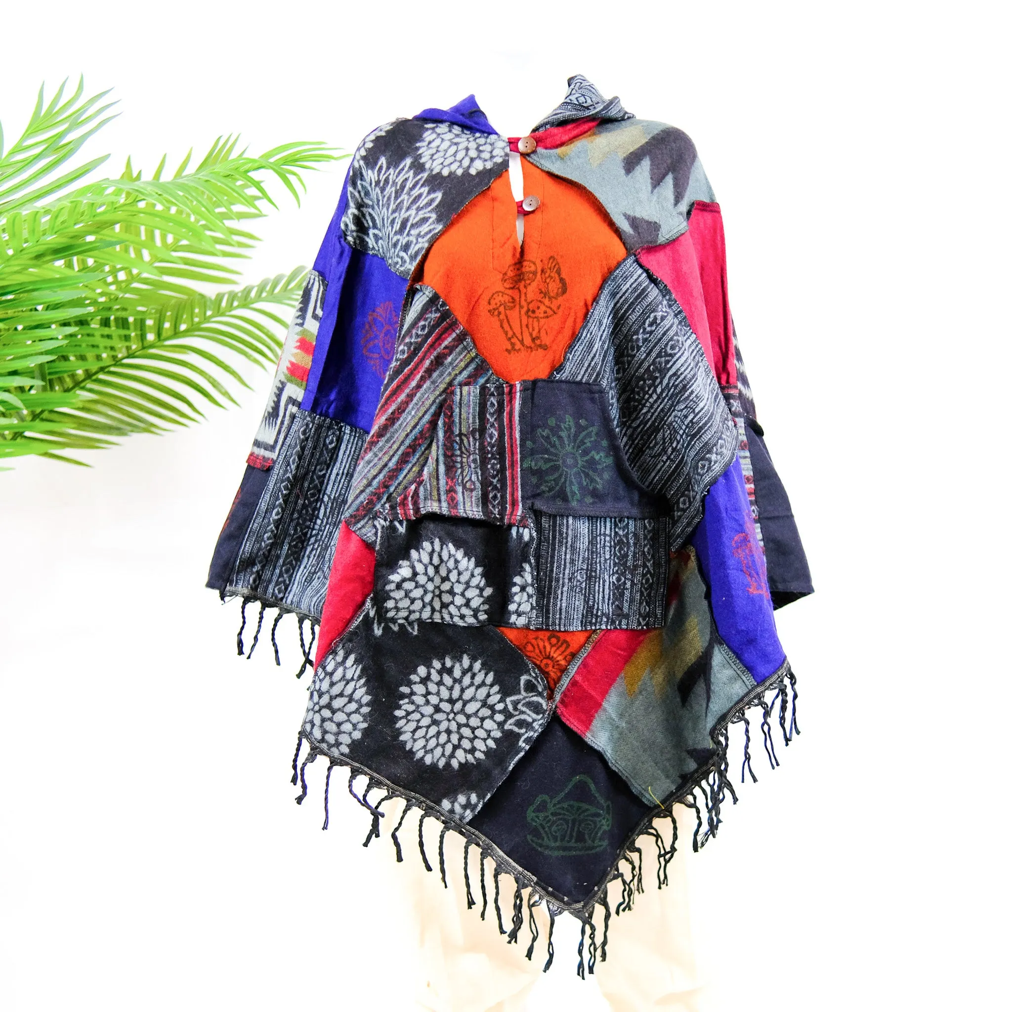 Patchwork Hooded Fall/Winter Ponchos