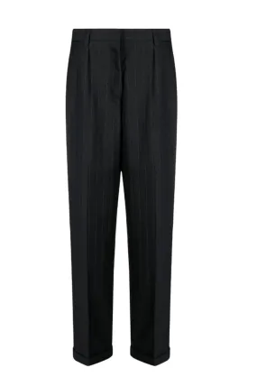 PINSTRIPE HERRINGBONE WOOL TROUSERS