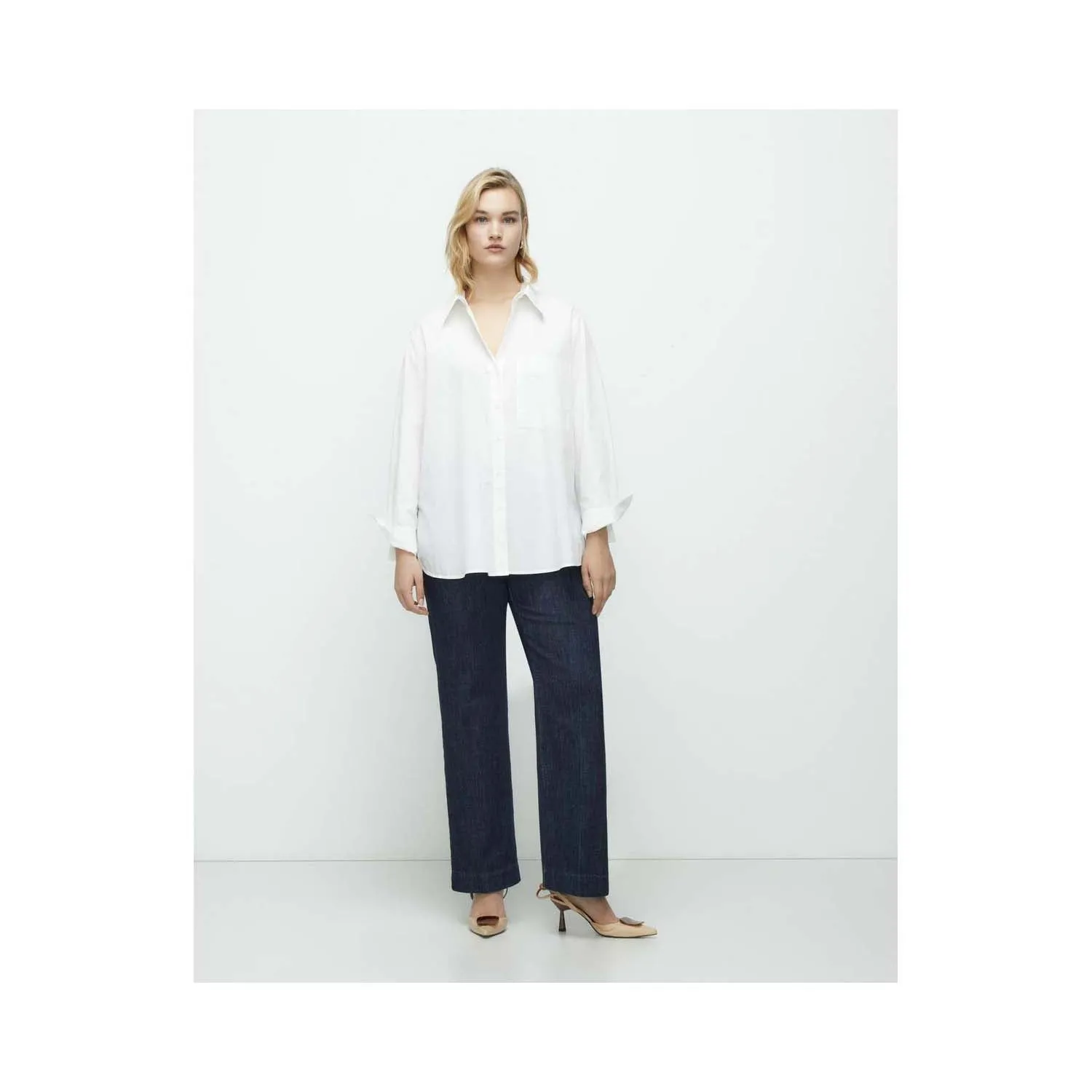 Plain Cotton Shirt - White