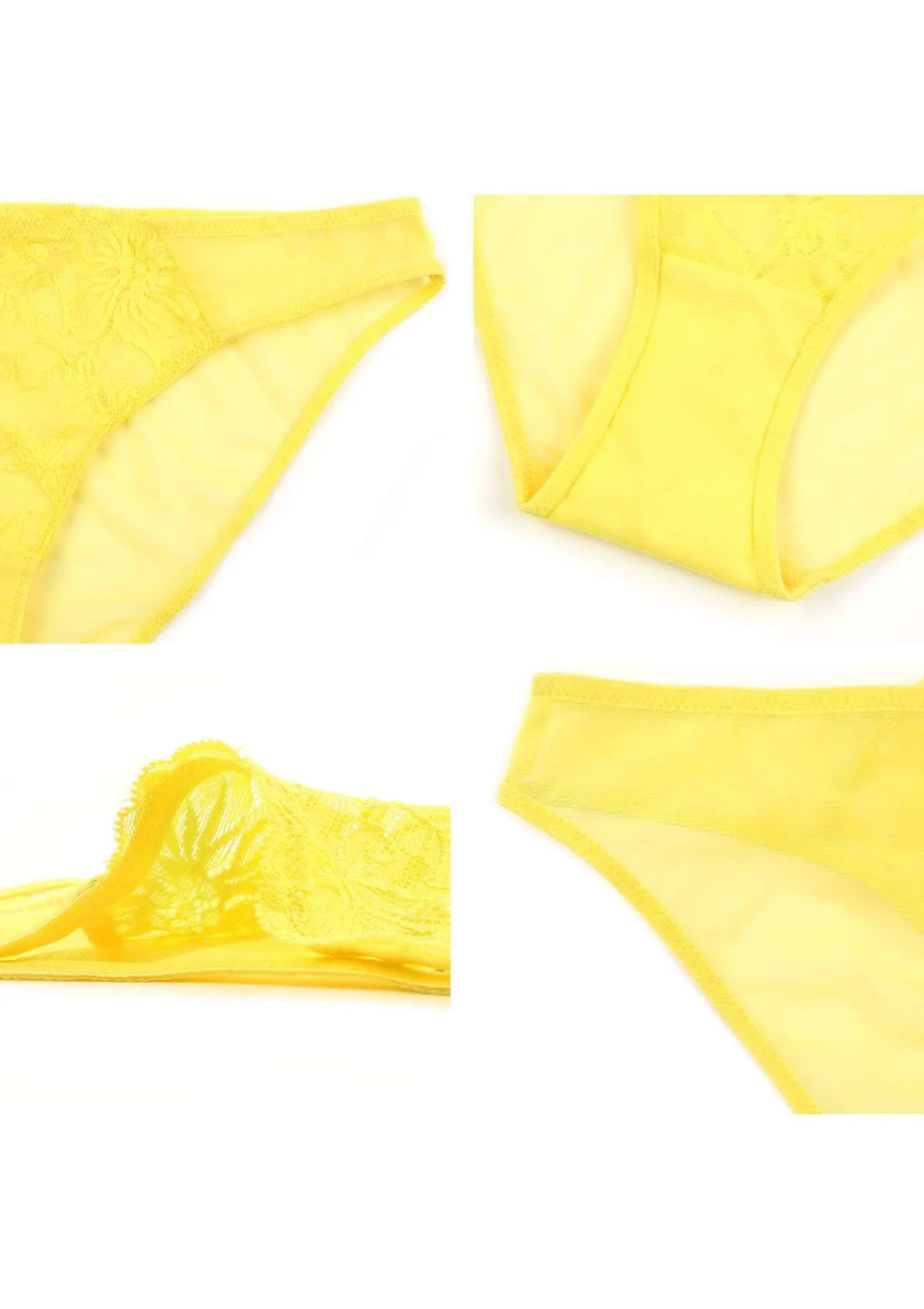 Pretty In Petals Bright Yellow Lace Bikini Underwear