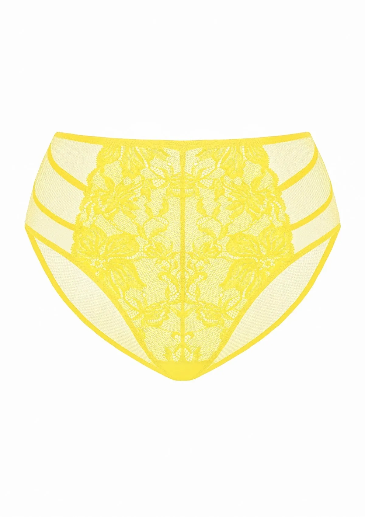 Pretty In Petals High-Rise Bright Yellow Lace Brief Underwear