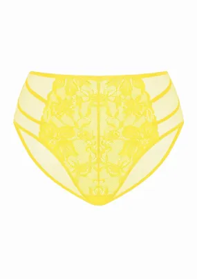 Pretty In Petals High-Rise Bright Yellow Lace Brief Underwear