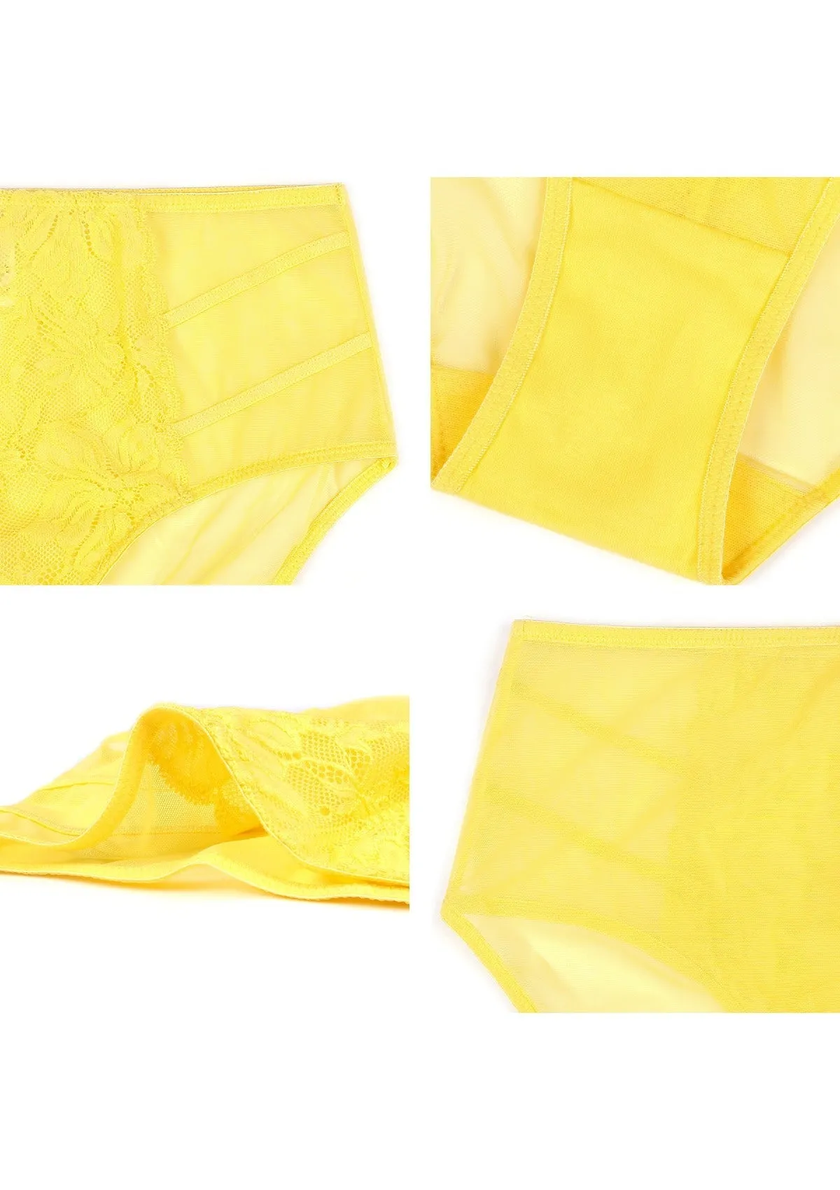 Pretty In Petals High-Rise Bright Yellow Lace Brief Underwear