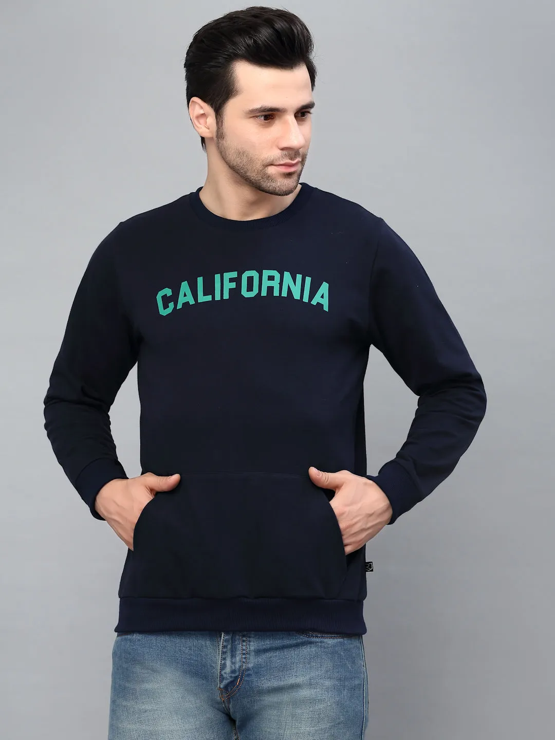 Printed Round Neck  Fleece Sweatshirt