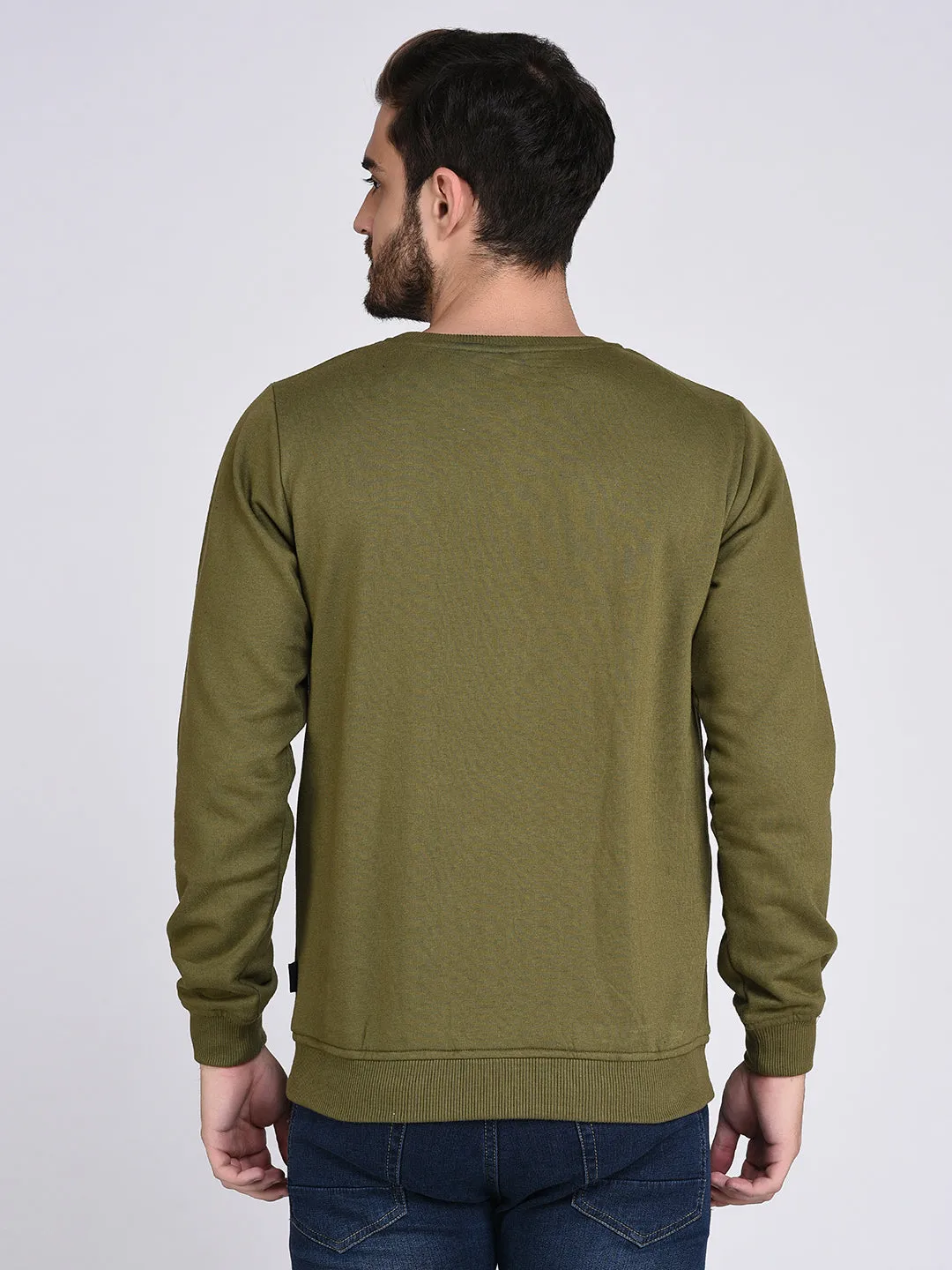 Printed Round Neck  Fleece Sweatshirt