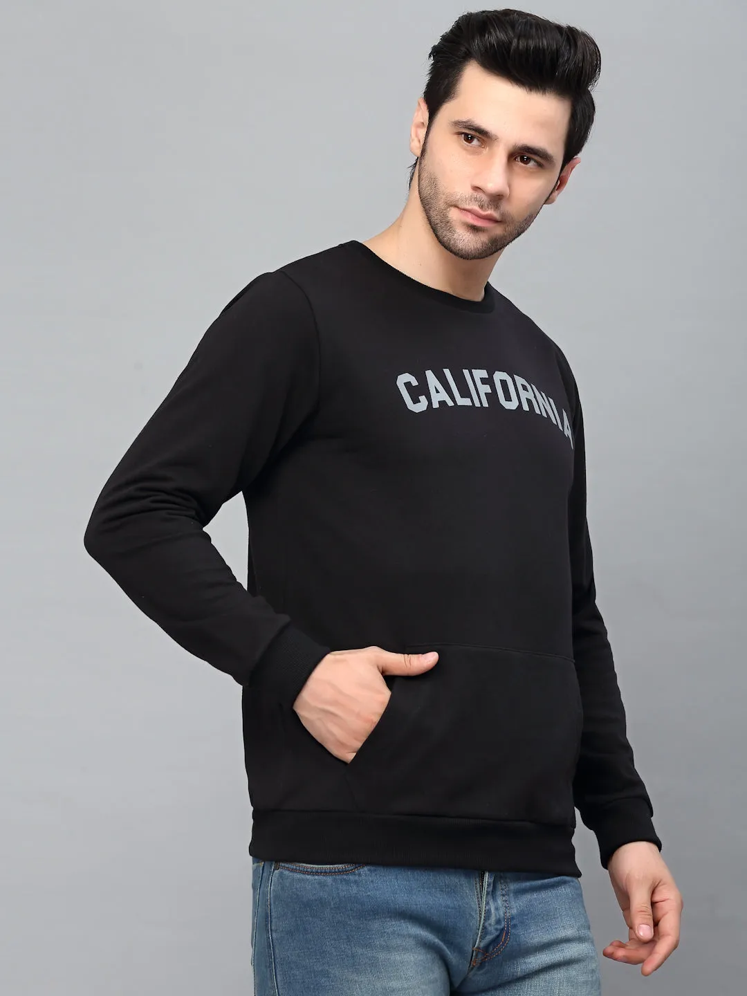 Printed Round Neck  Fleece Sweatshirt