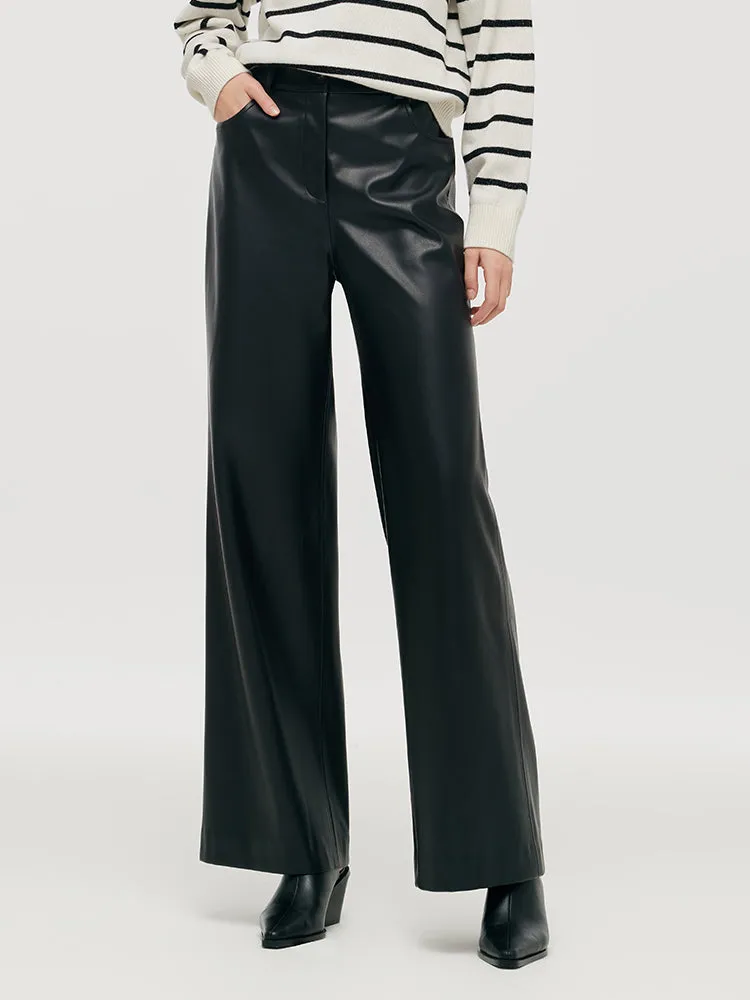 PU Leather Full Length Women Pants