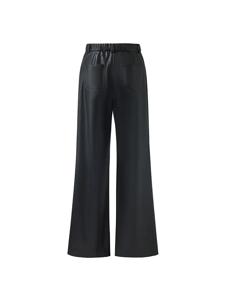 PU Leather Full Length Women Pants