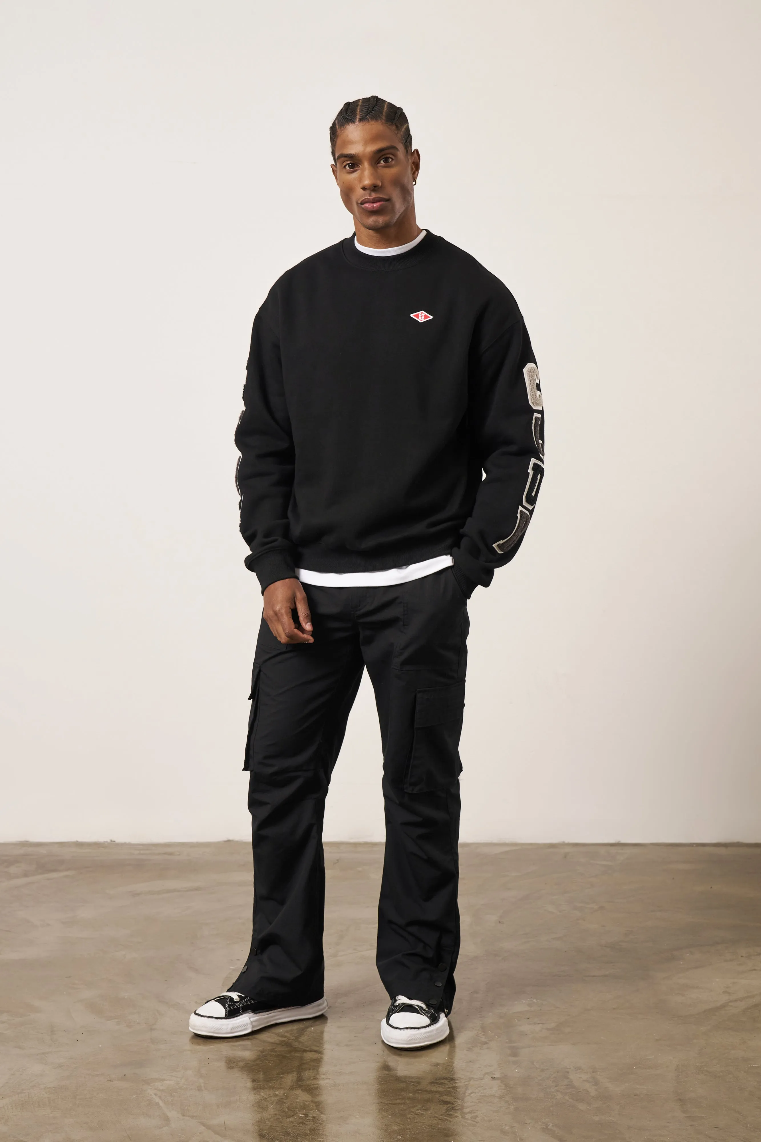 RIPSTOP RELAXED CARGO TROUSERS - BLACK