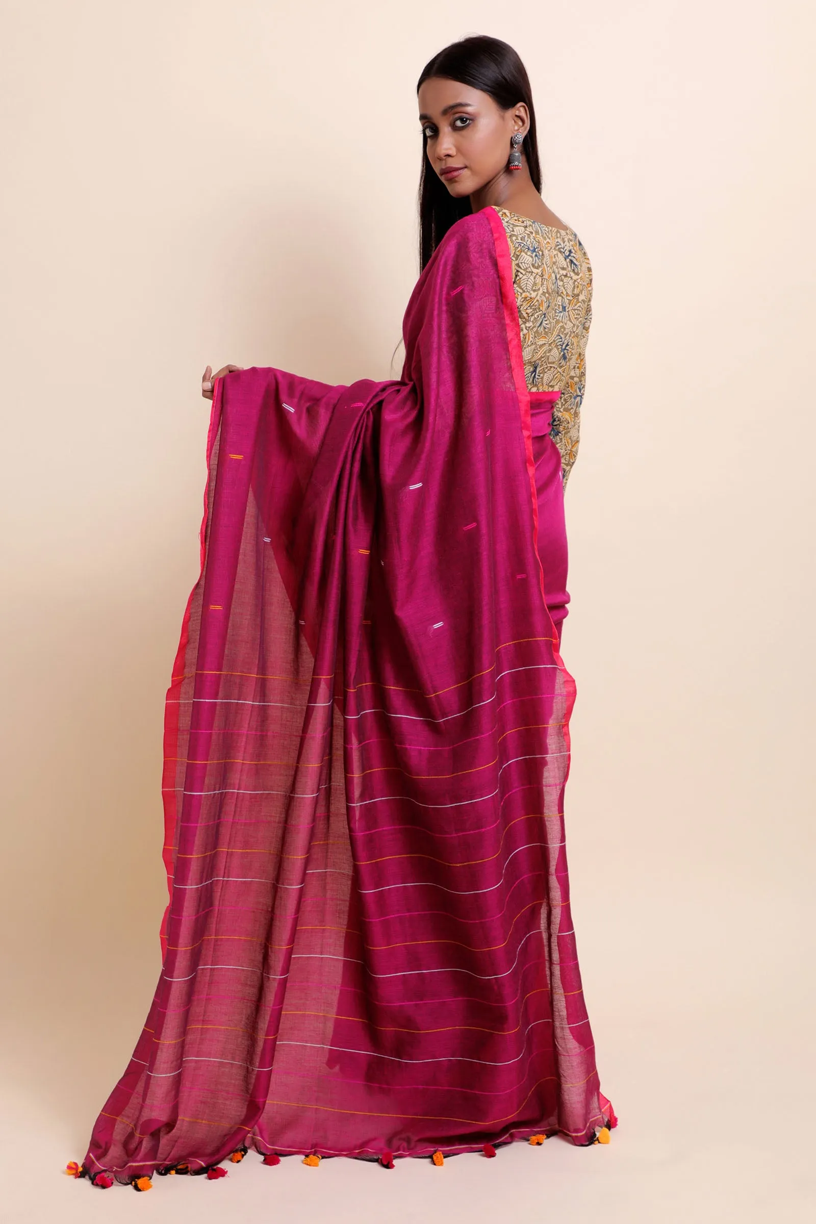 Romantic Magenta Cotton Saree