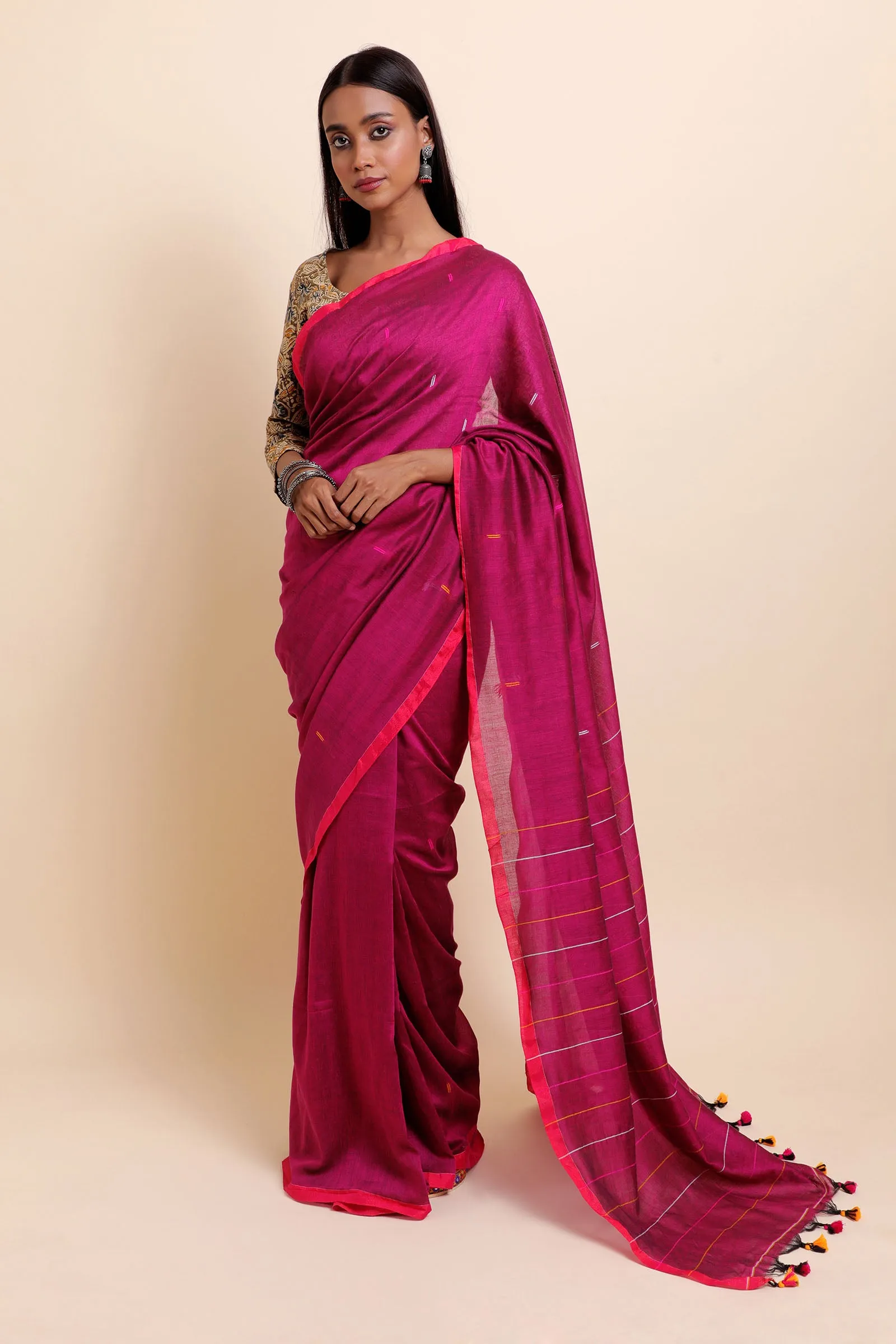 Romantic Magenta Cotton Saree