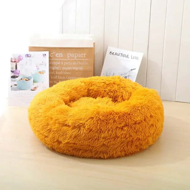 Round Warm Sofa Cushion Soft Long Plush Pets Bed