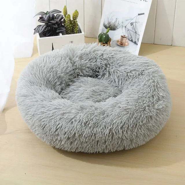 Round Warm Sofa Cushion Soft Long Plush Pets Bed