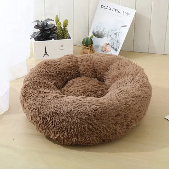 Round Warm Sofa Cushion Soft Long Plush Pets Bed